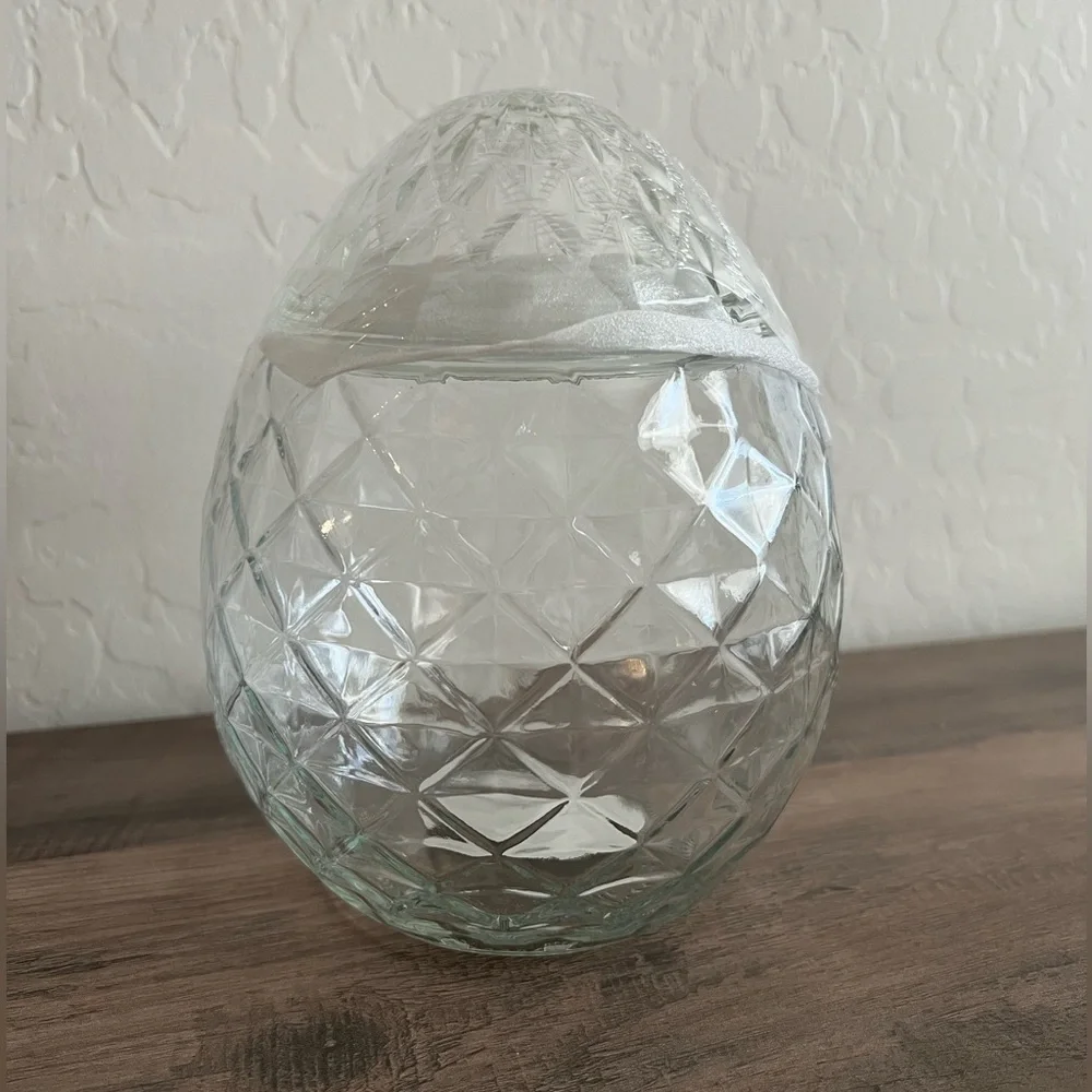 Clear Glass Easter Egg Novelty Jar 7” Target Bullseyes Playground